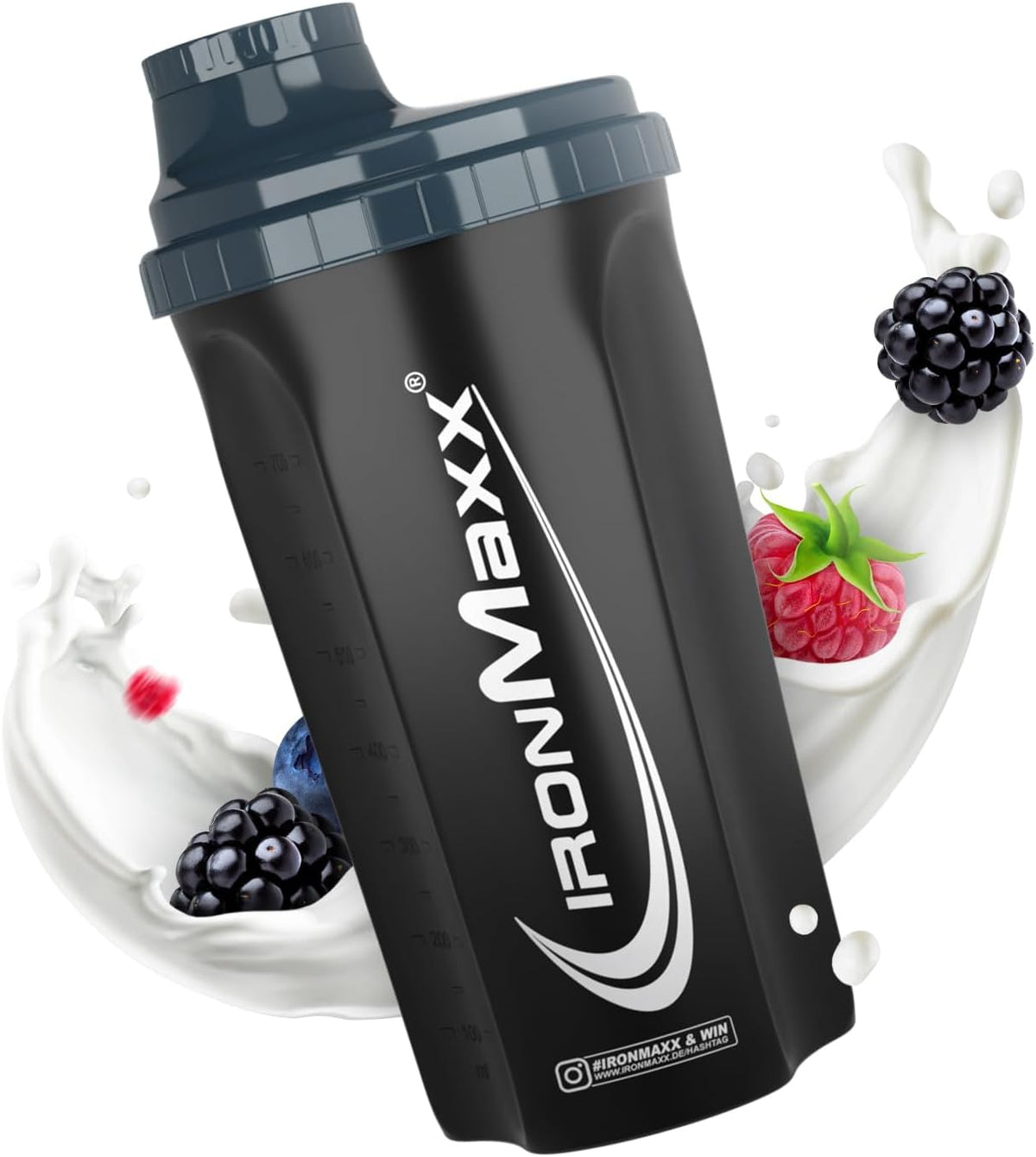 Ironmaxx Protein Shaker - 700Ml Antracita| Agitador De Proteínas | Tapón De Rosca, Tamiz, Escala | Sin BPA/DEHP, Hermético, Lavable